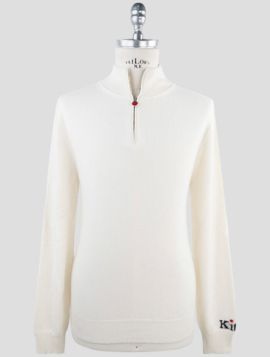 Kiton White Cashmere Sweater Half Zip