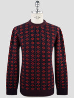 Kiton Red Blue Cashmere Sweater Crewneck
