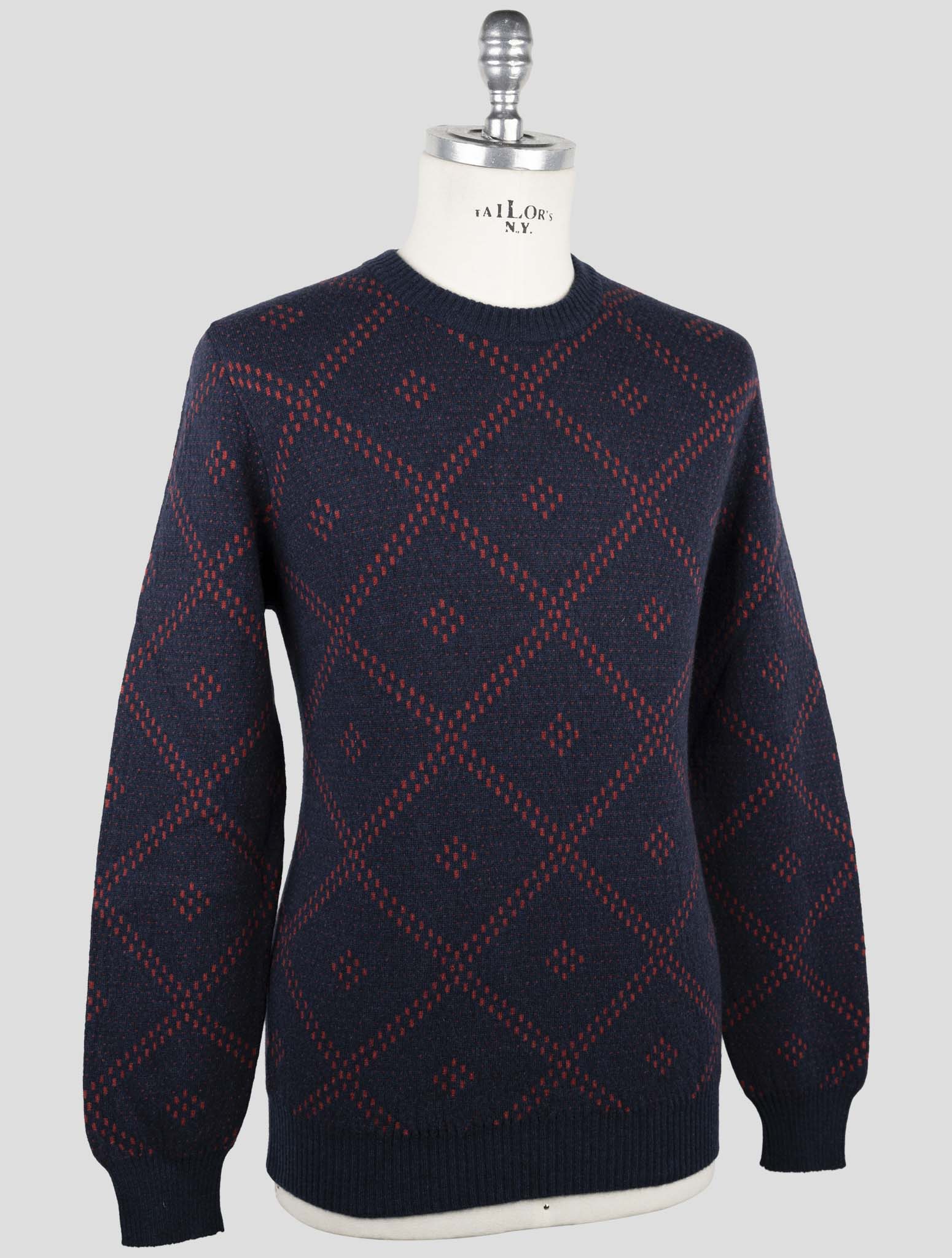 Kiton Red Blue Cashmere Sweater Crewneck
