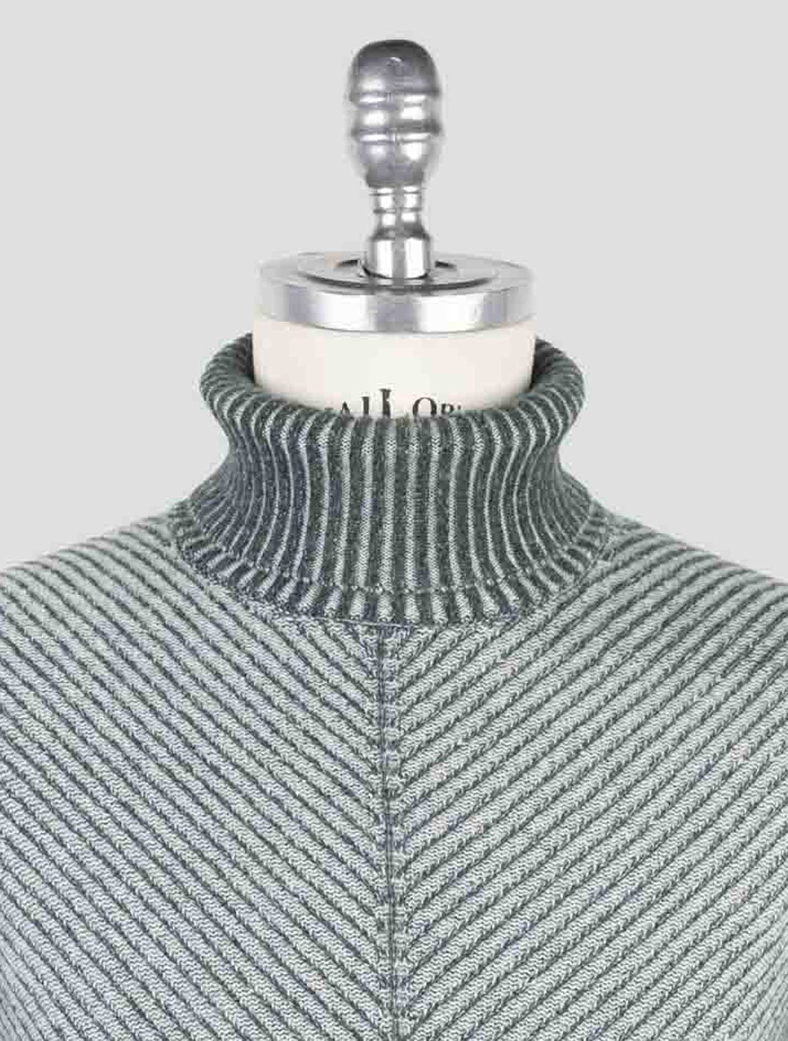 Kiton Green Gray Cashmere Sweater Turtleneck