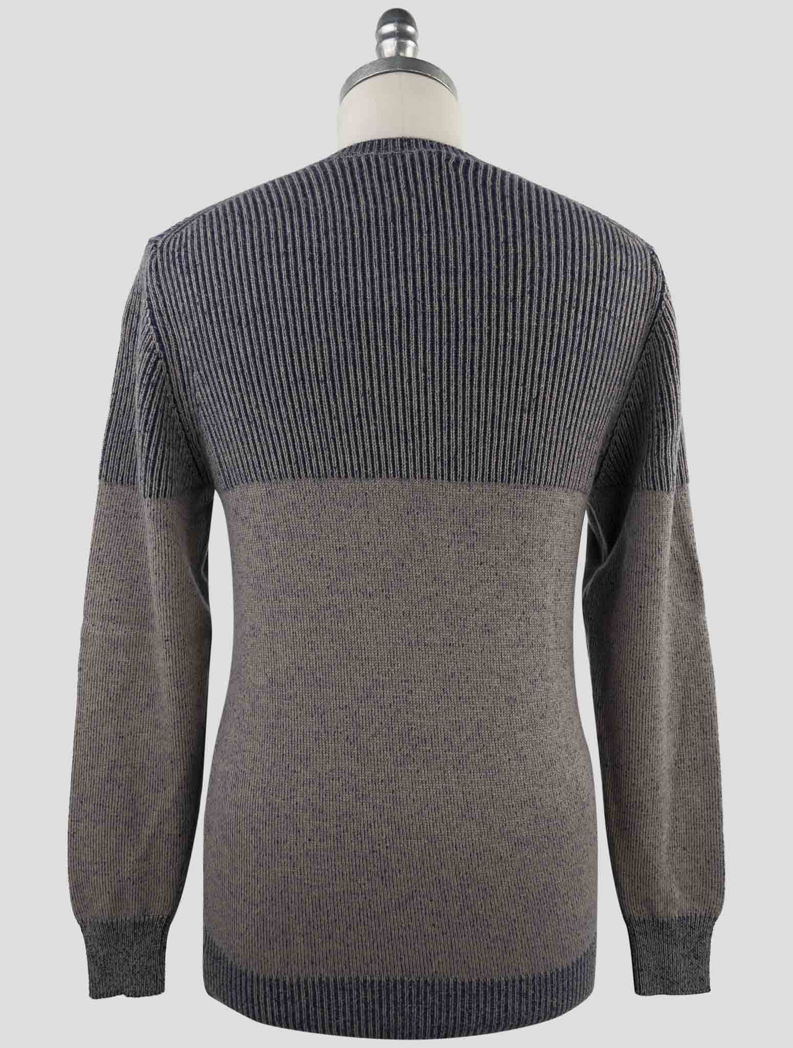 Kiton Beige Blue Cashmere Sweater Crewneck