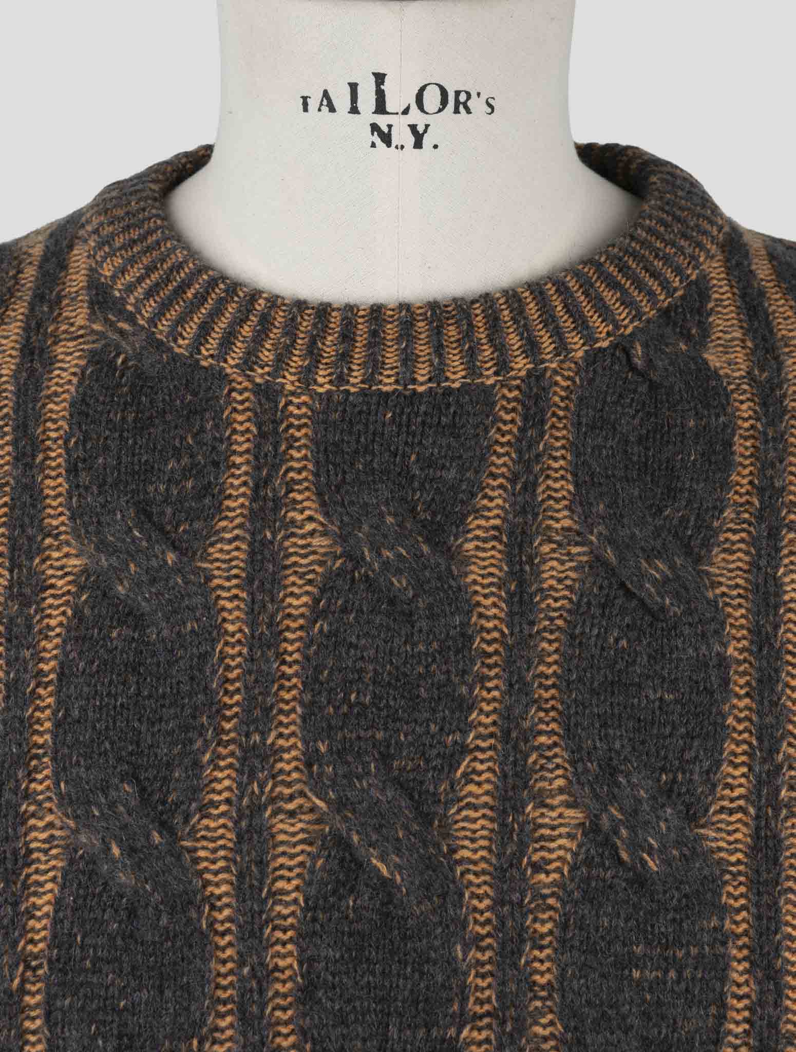 Kiton Orange Gray Cashmere Sweater Crewneck