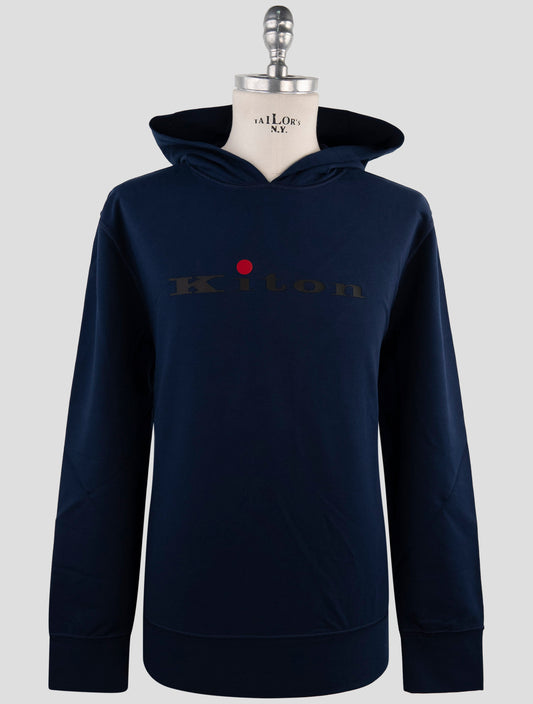 Kiton Blue Cotton Ea Sweater Hoddie