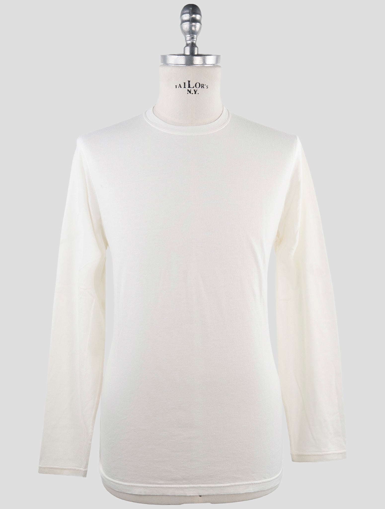 Kiton White Cotton Cashmere Sweater Crewneck