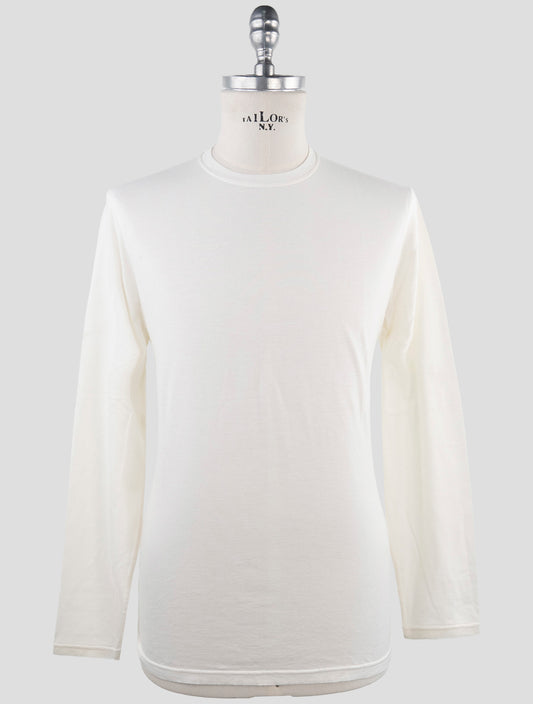 Kiton White Cotton Cashmere Sweater Crewneck