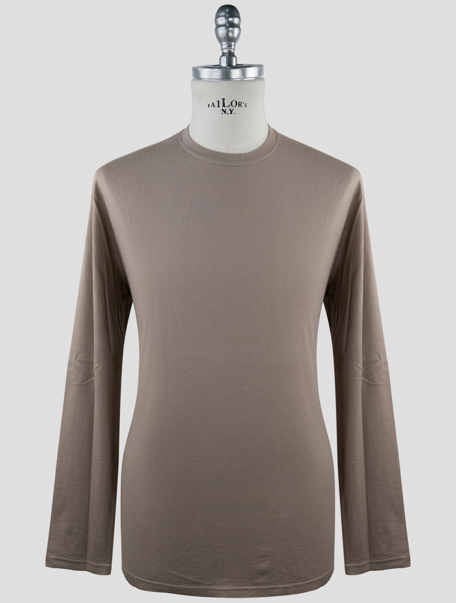 Kiton Taupe Cotton Cashmere Sweater Crewneck