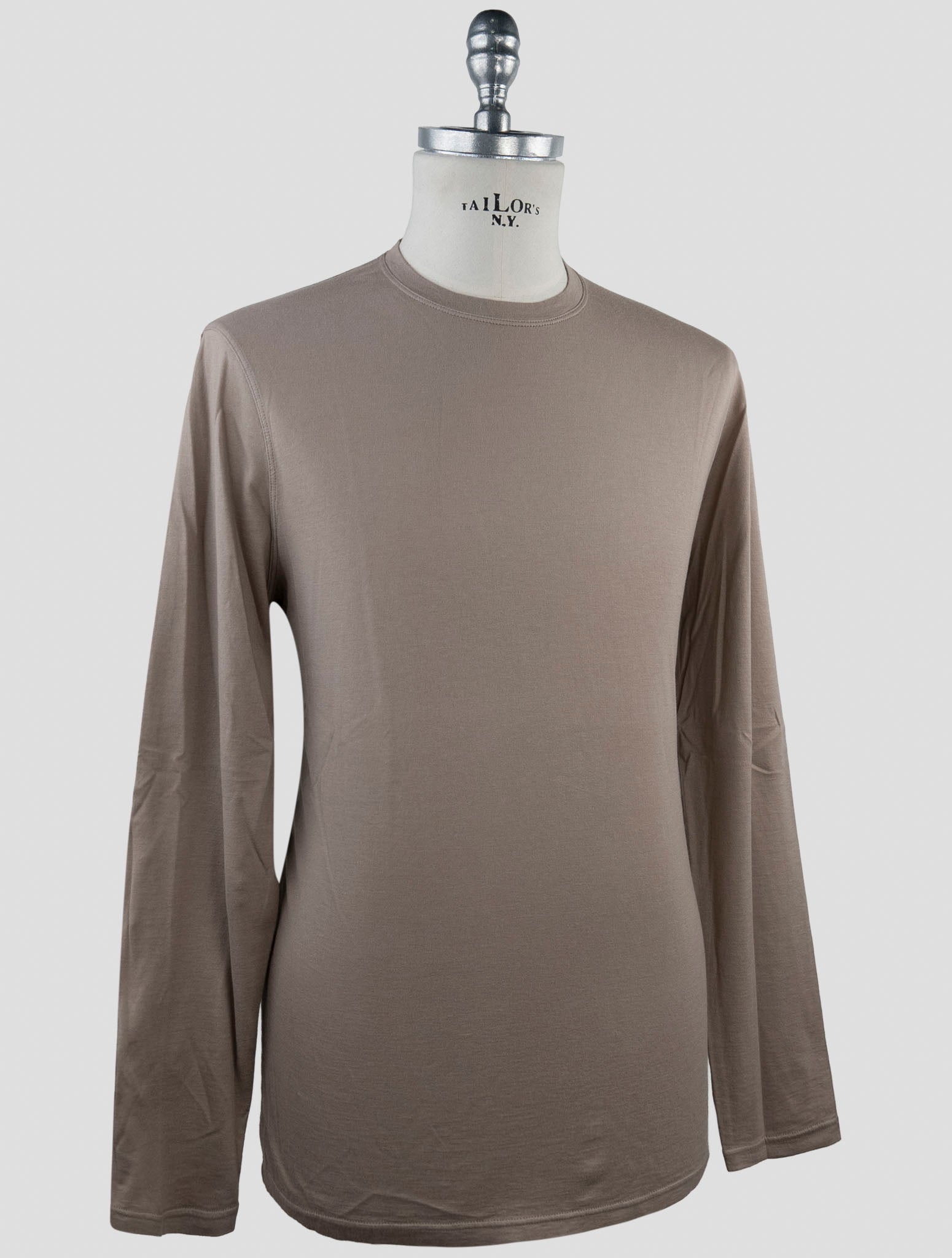 Kiton Taupe Cotton Cashmere Sweater Crewneck