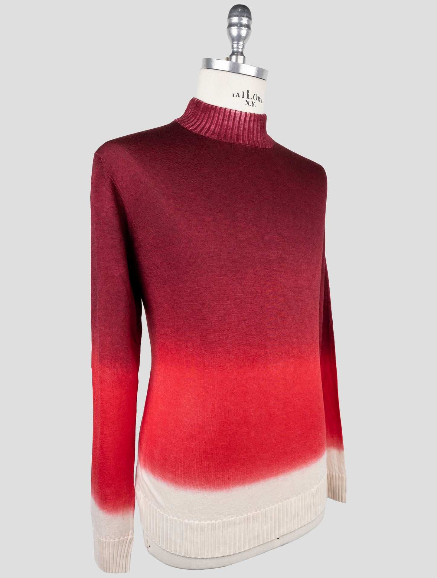 Kiton Burgundy Cashmere Silk Sweater Crewneck