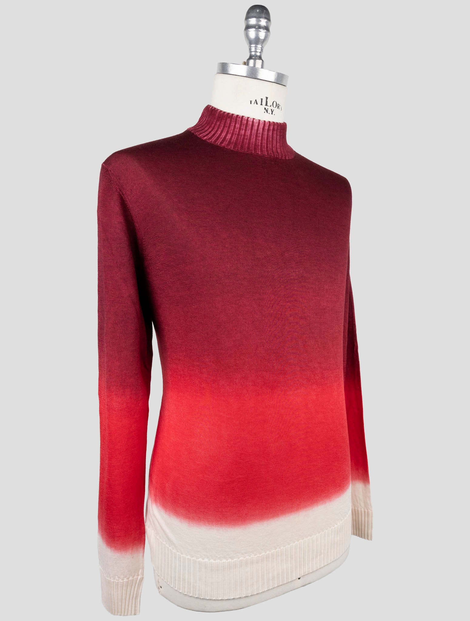 Kiton Burgundy Cashmere Silk Sweater Crewneck