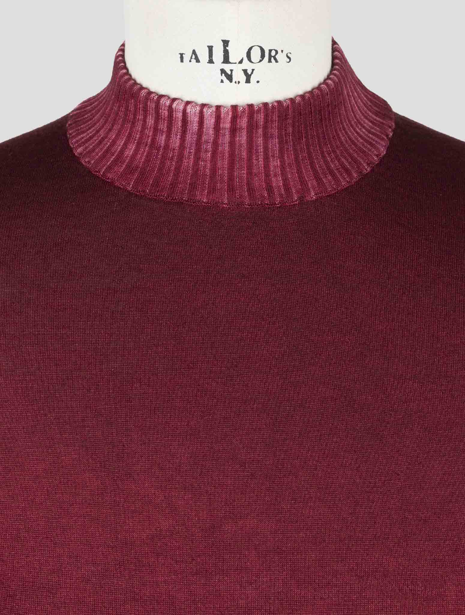 Kiton Burgundy Cashmere Silk Sweater Crewneck