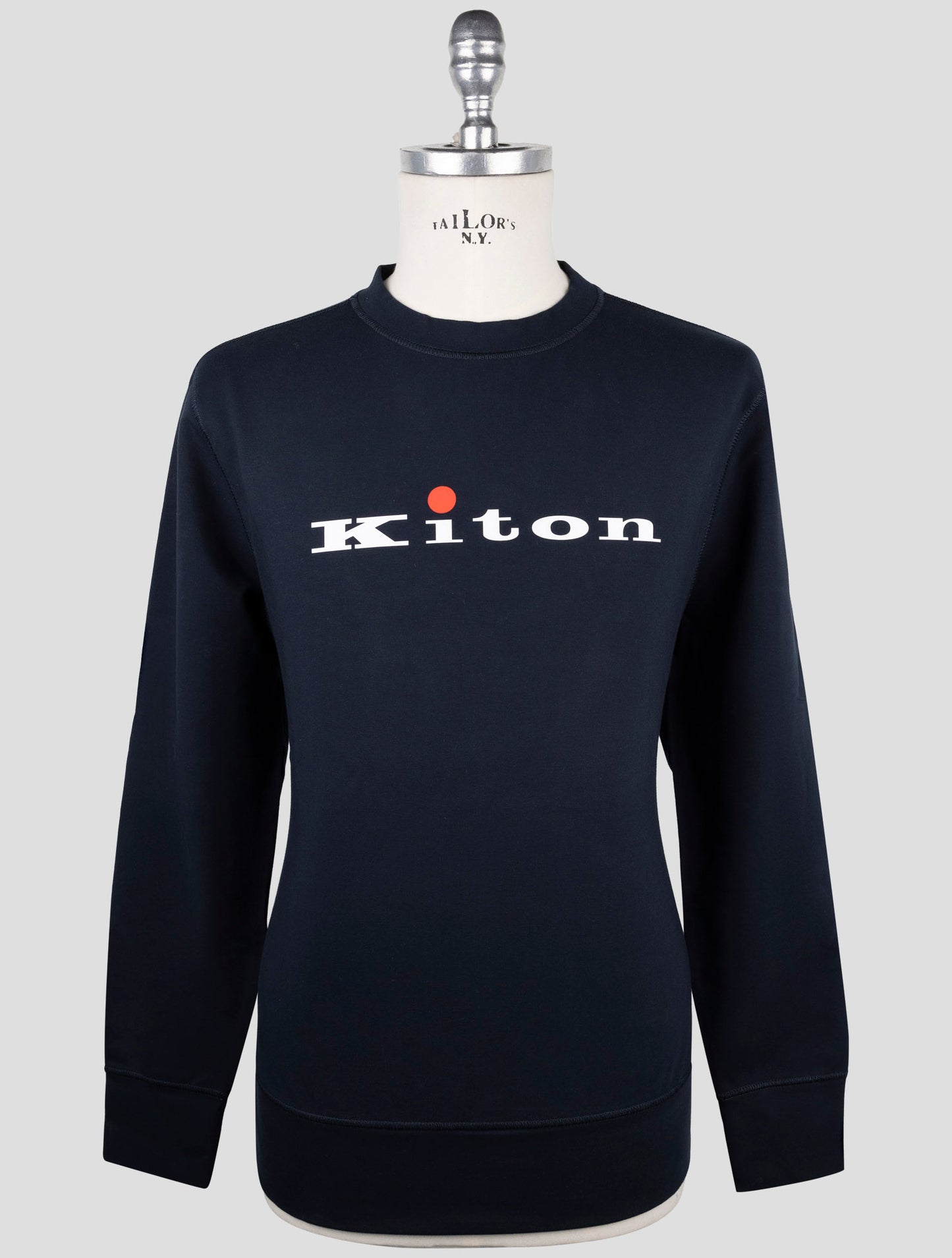 Kiton Blue Cotton Ea Sweater Crewneck