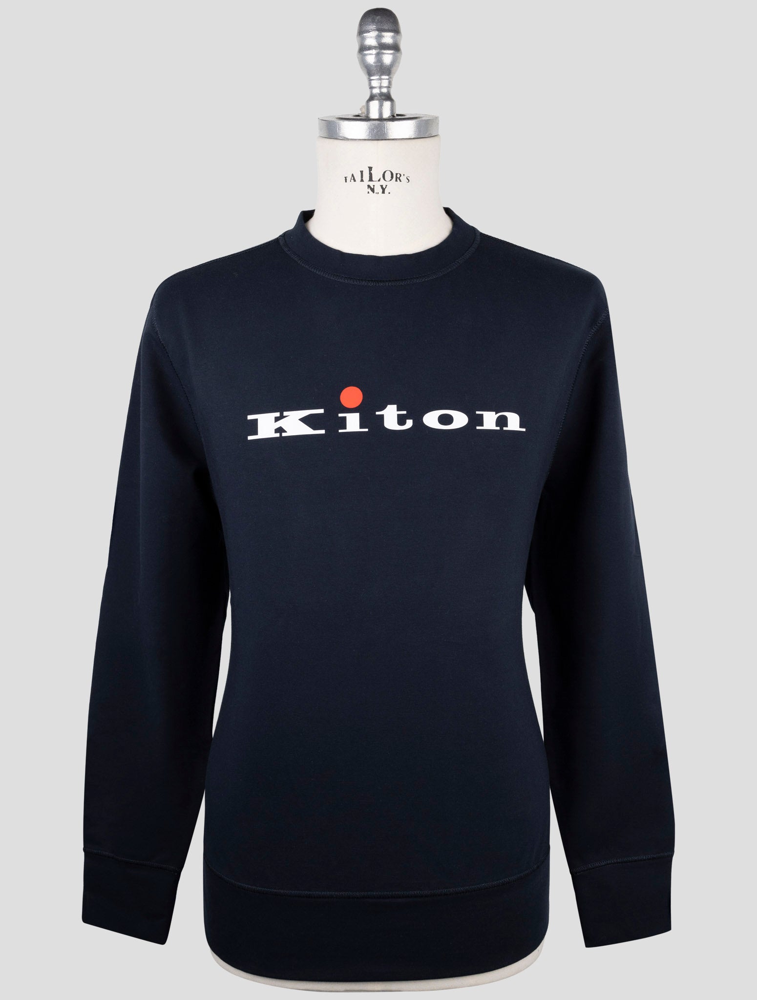Kiton Blue Cotton Ea Sweater Crewneck