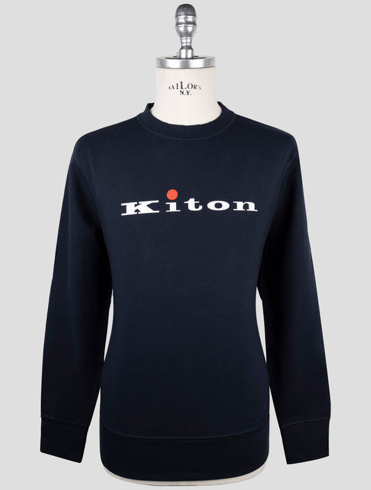 Kiton Blue Cotton Ea Sweater Crewneck