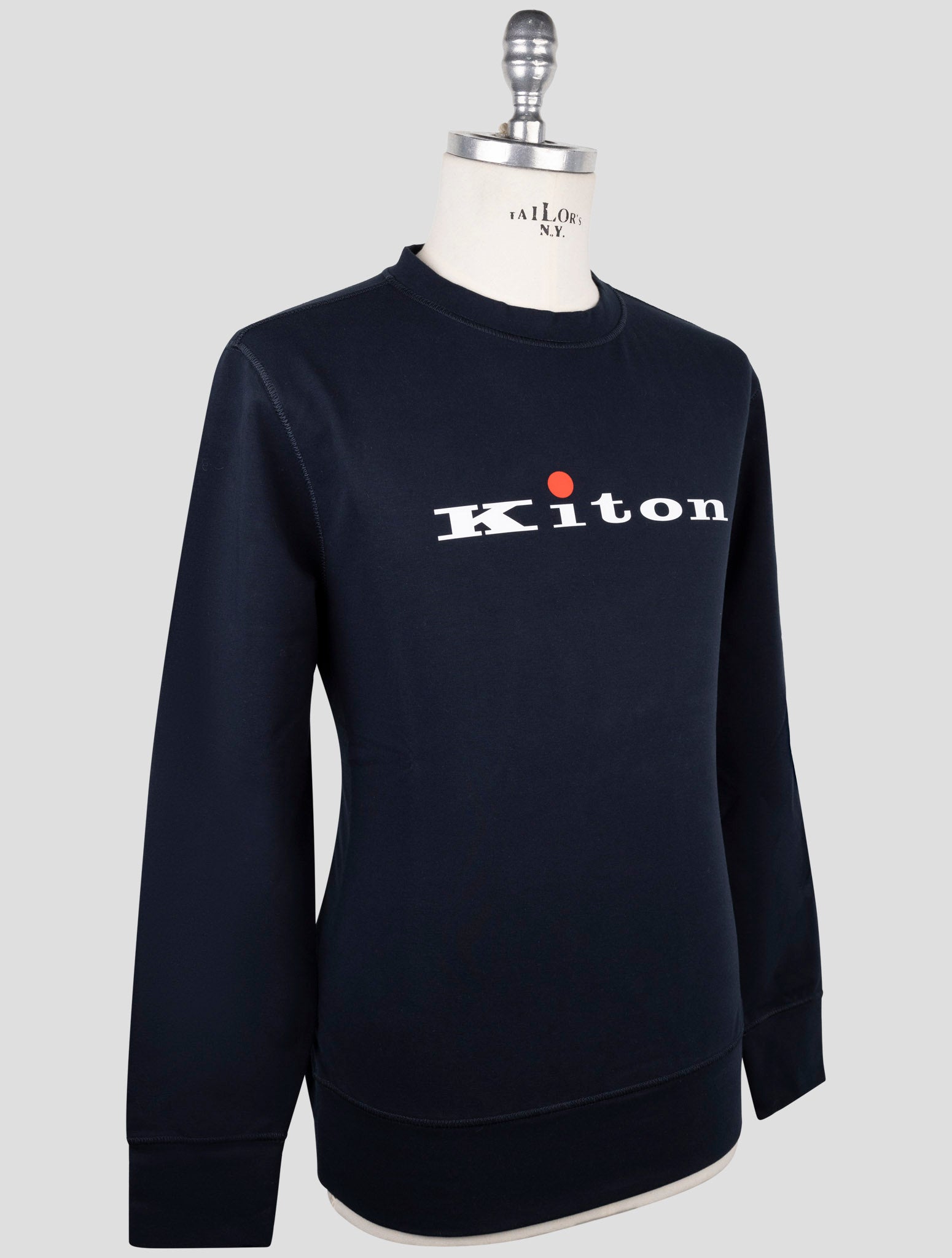 Kiton Blue Cotton Ea Sweater Crewneck