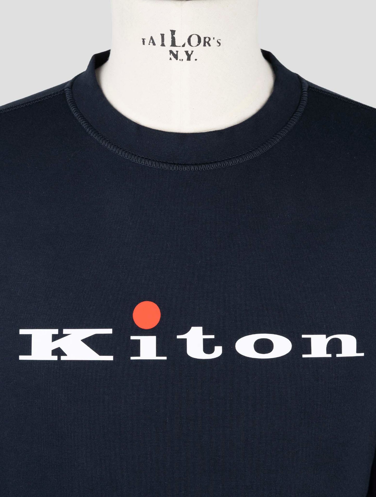 Kiton Blue Cotton Ea Sweater Crewneck