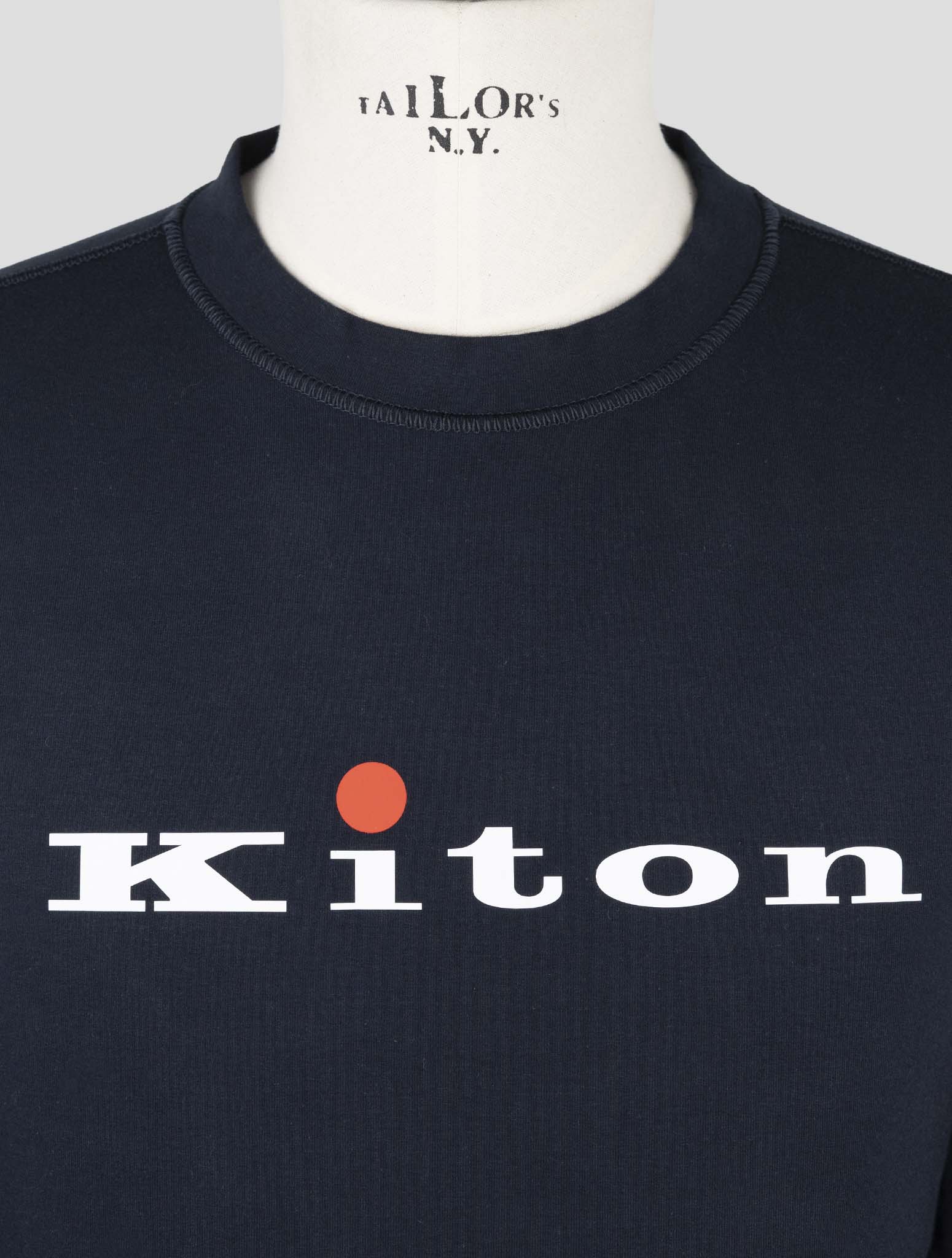Kiton Blue Cotton Ea Sweater Crewneck