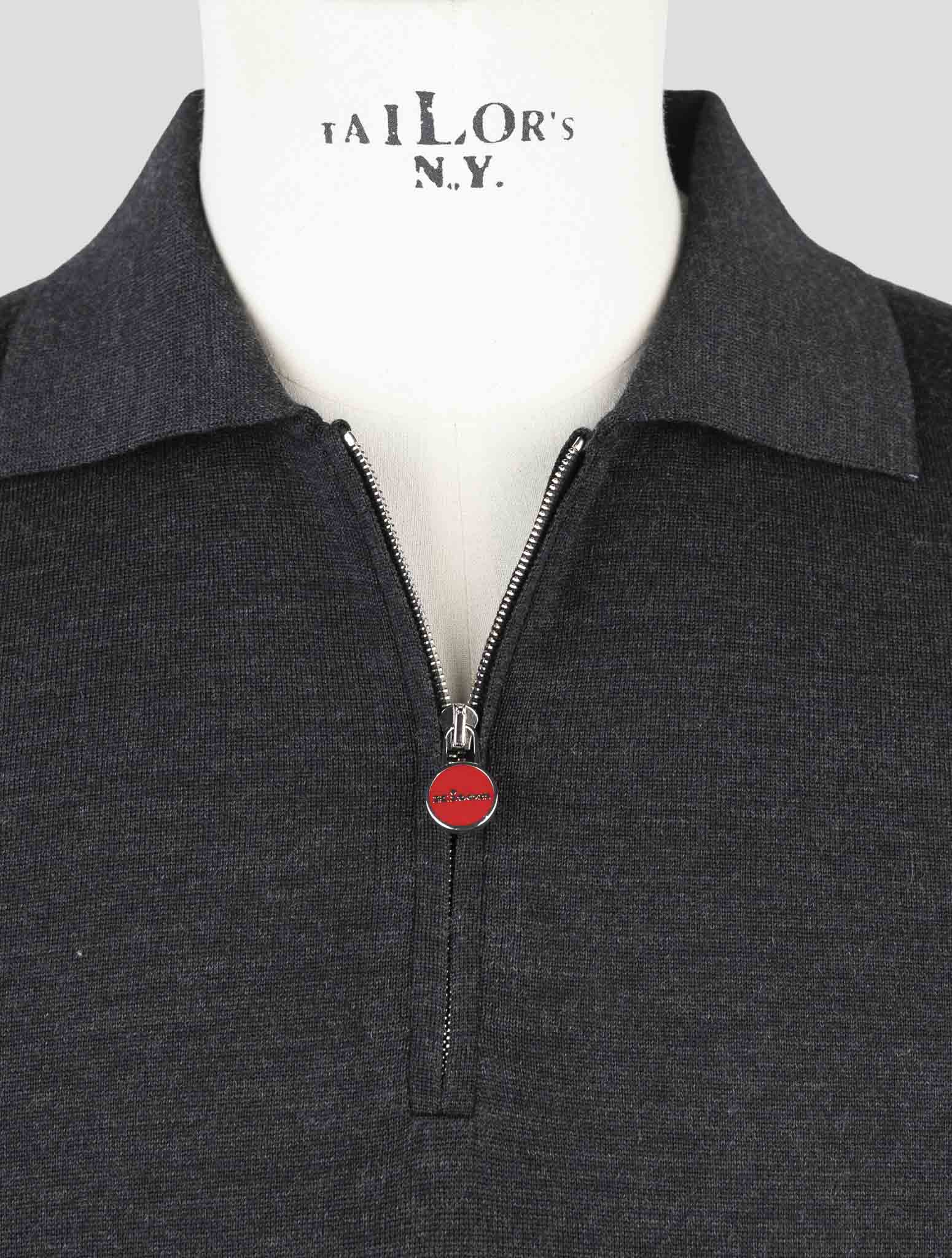 Kiton Dark Gray Wool Sweater Polo