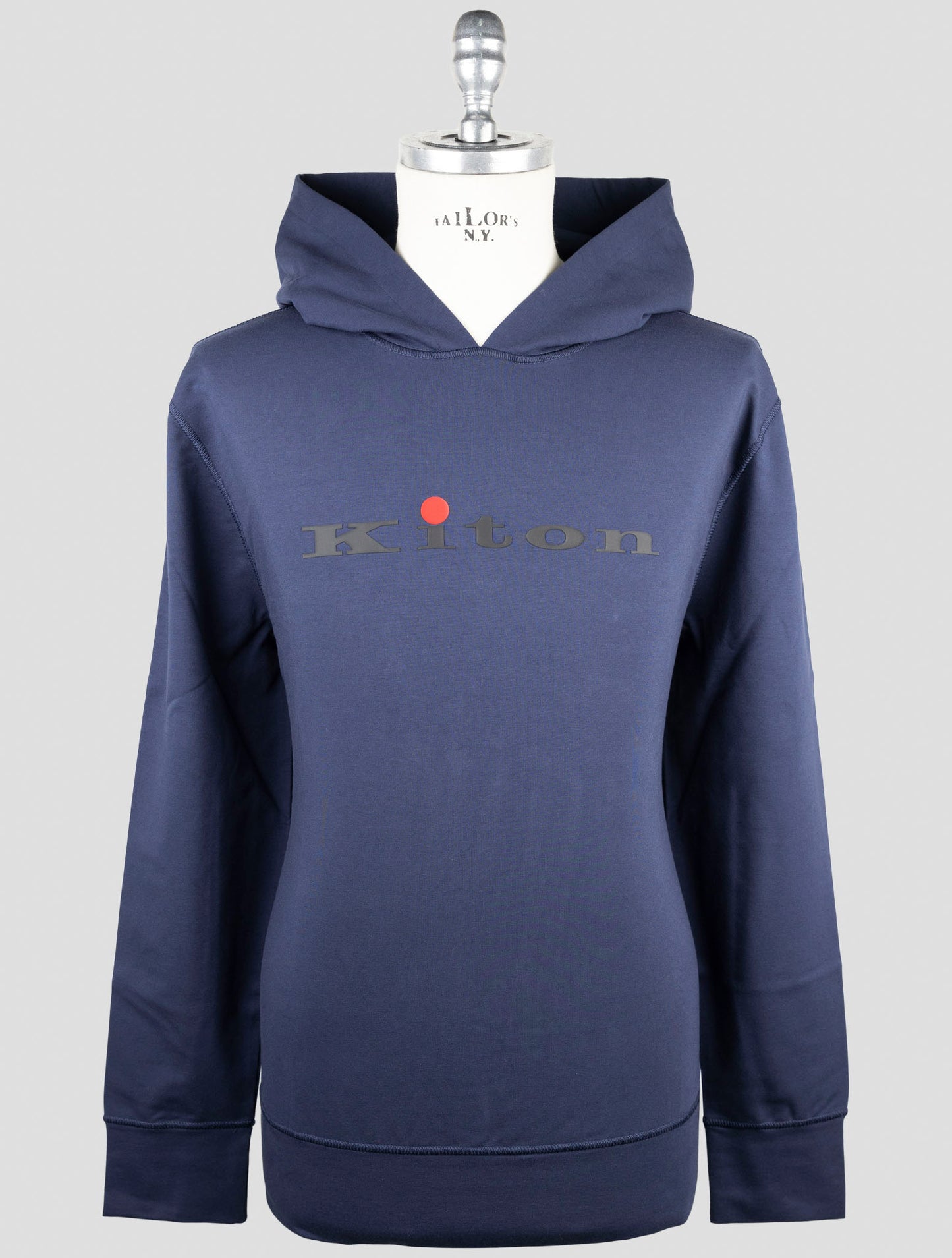 Kiton Blue Cotton Ea Sweater Hodie