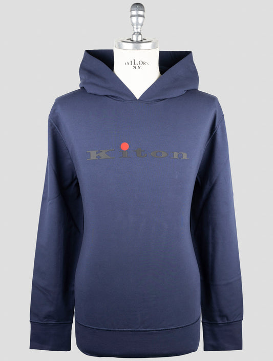 Kiton Blue Cotton Ea Sweater Hodie