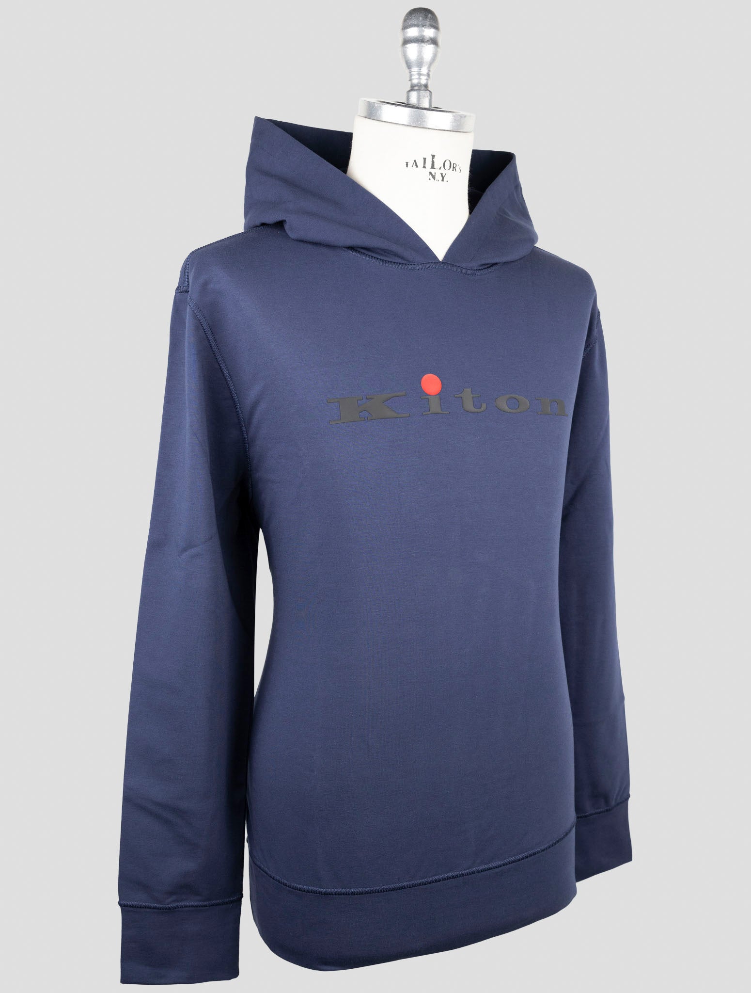 Kiton Blue Cotton Ea Sweater Hodie