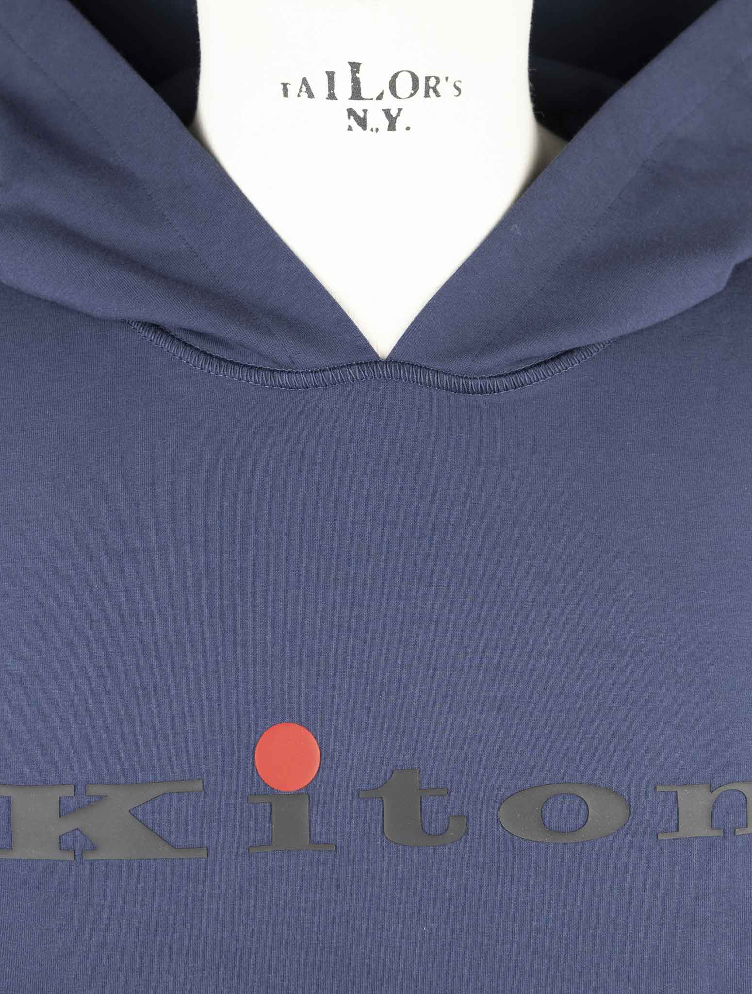 Kiton Blue Cotton Ea Sweater Hodie