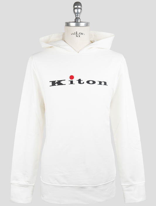 Kiton White Cotton Ea Sweater Hoodie