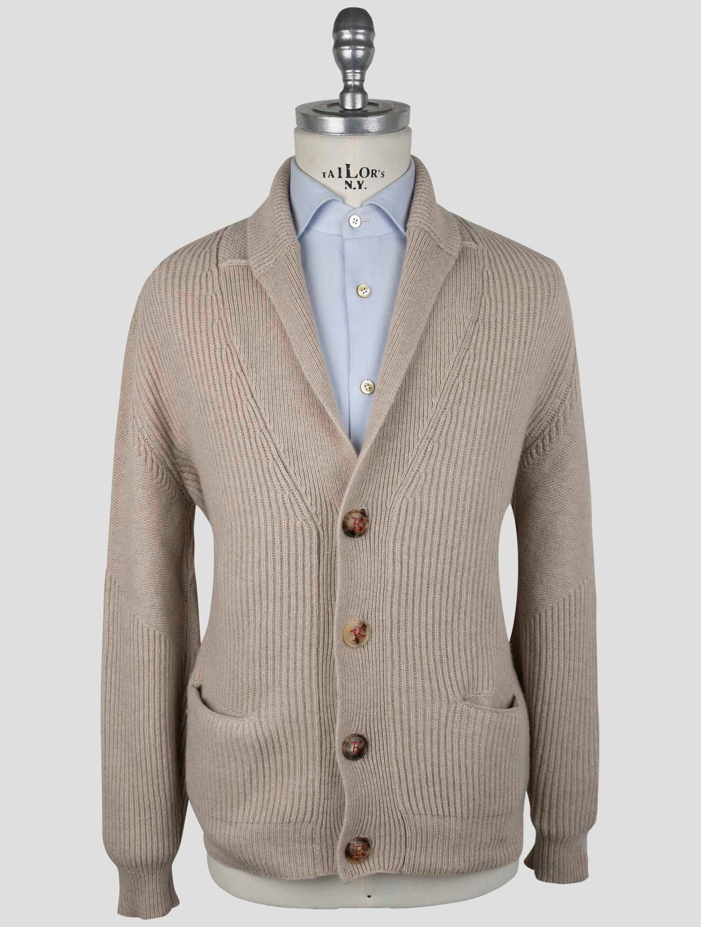 Kiton Beige Cashmere Sweater Cardigan