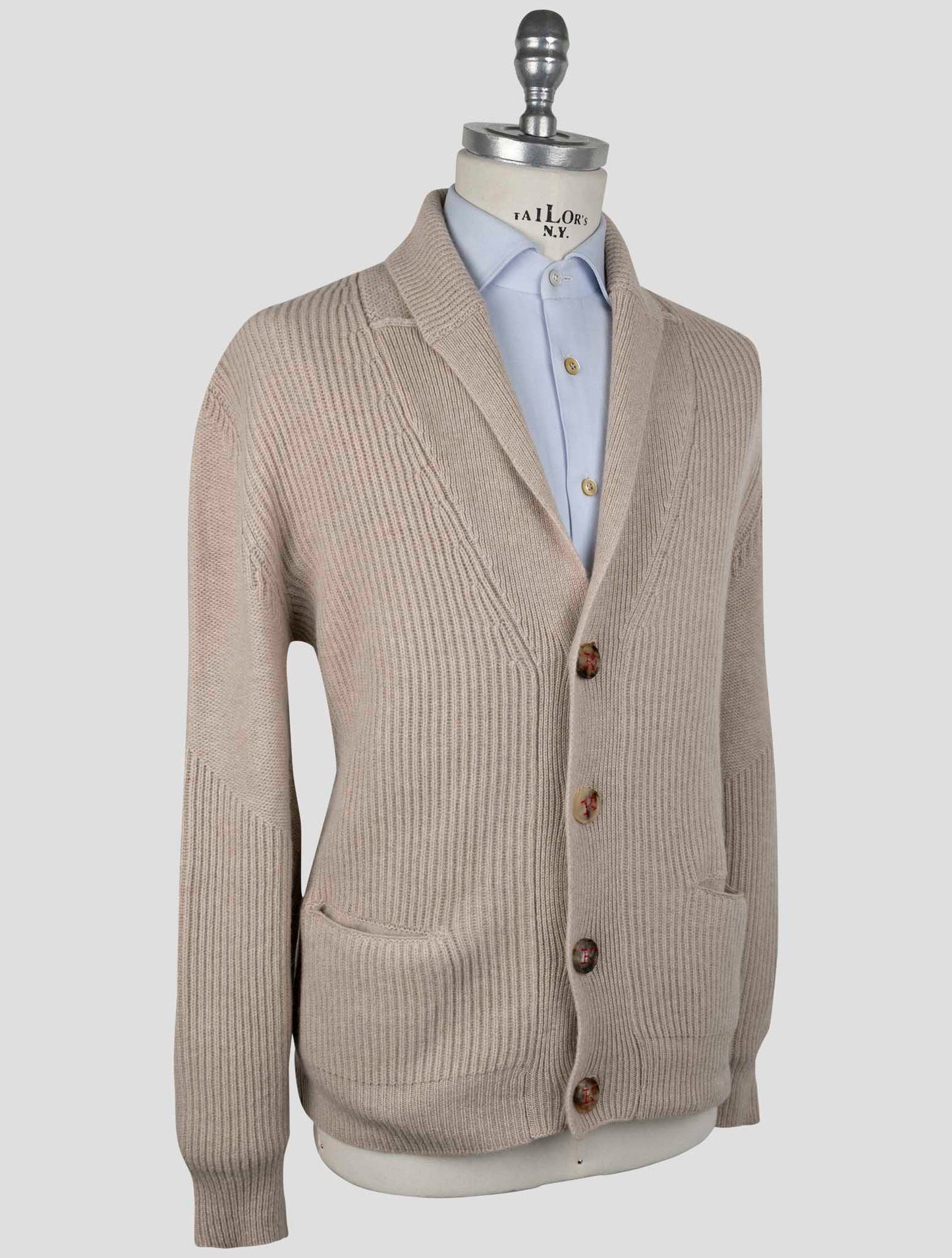 Kiton Beige Cashmere Sweater Cardigan