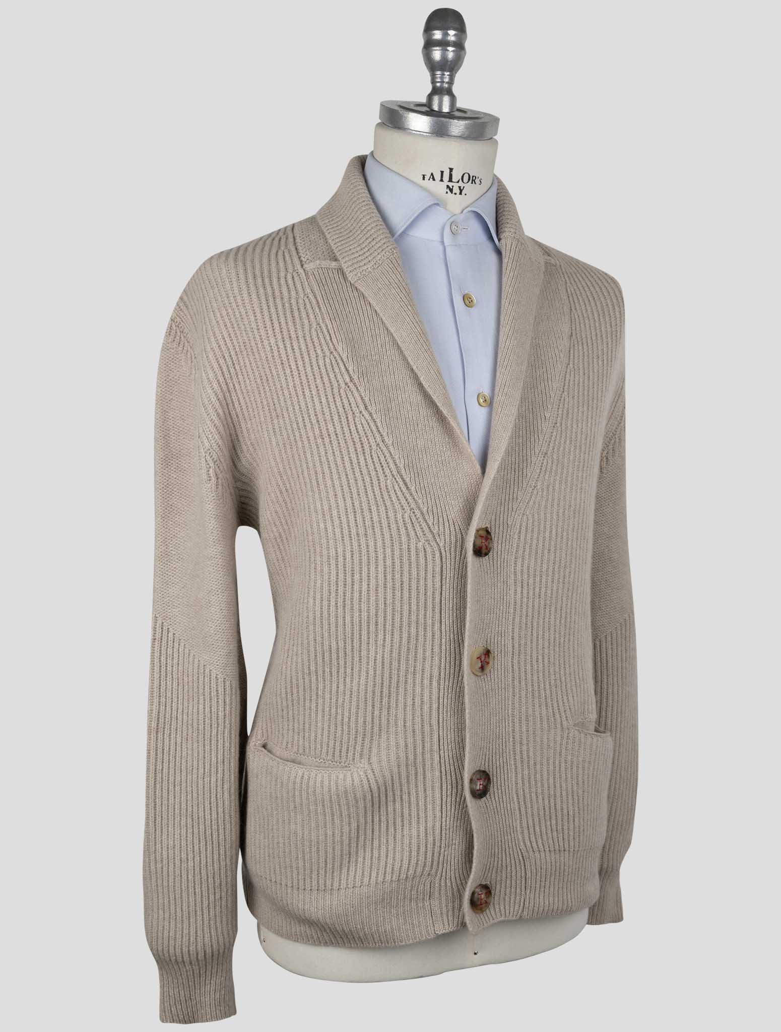 Kiton Beige Cashmere Sweater Cardigan