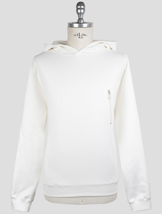 Kiton White Cotton Ea Sweater Hoodie