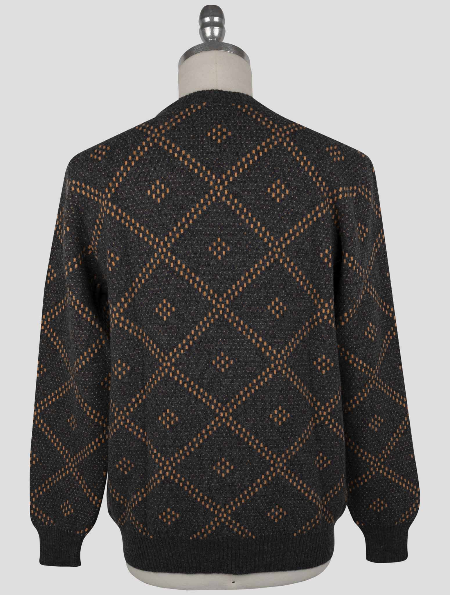 Kiton Gray Orange Cashmere Sweater Crewneck