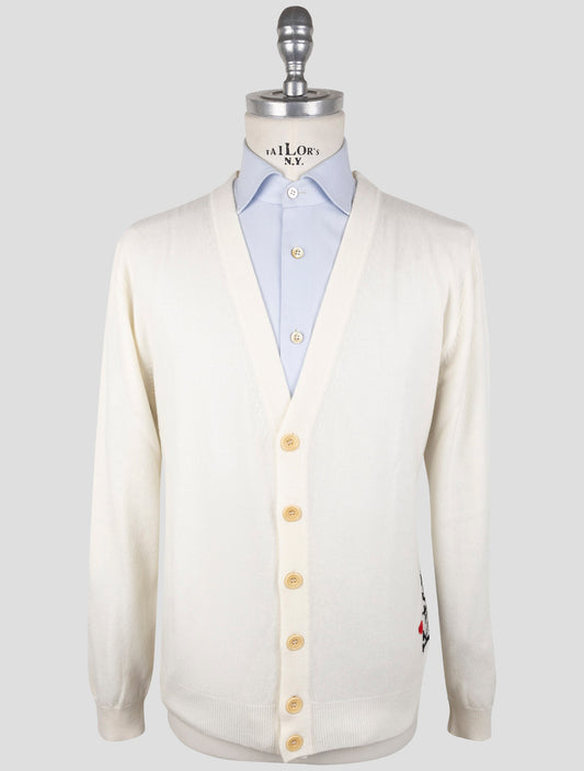 Kiton White Cashmere Sweater Cardigan