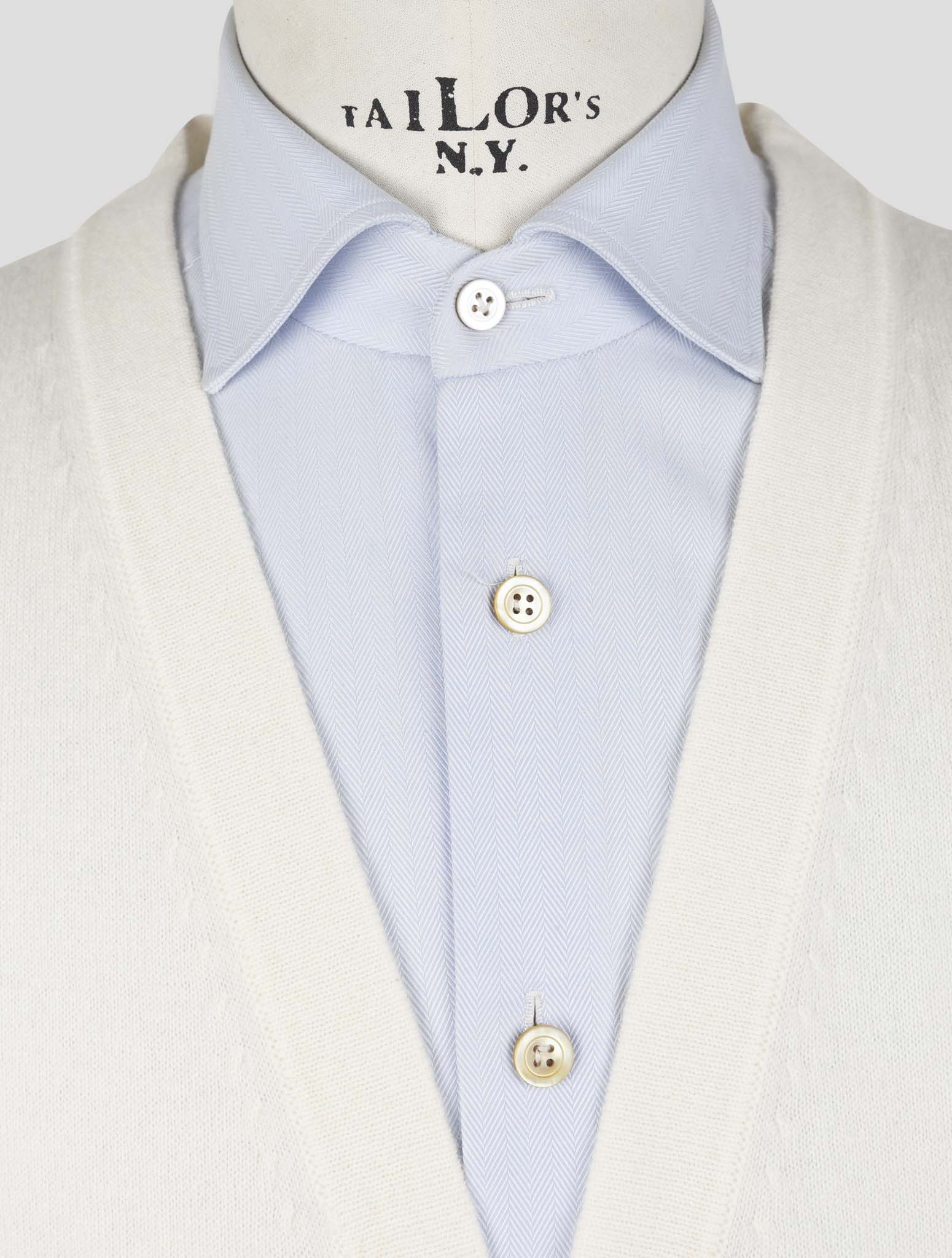 Kiton White Cashmere Sweater Cardigan