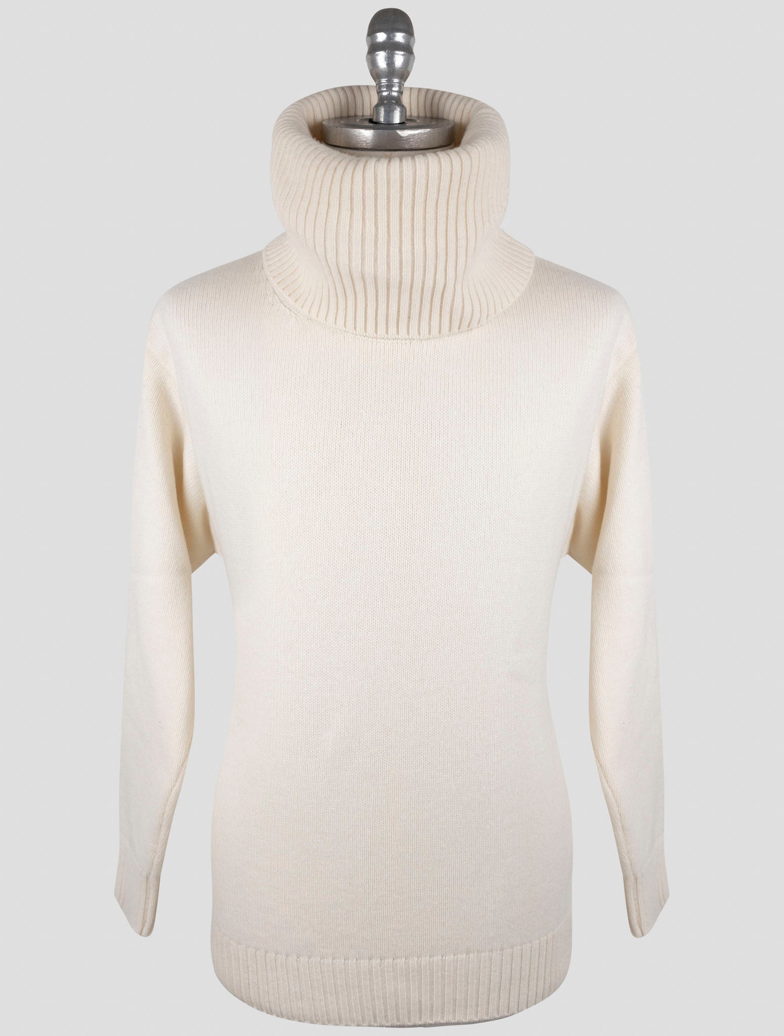 Kiton White Cashmere Pa Pu Sweater Turtleneck