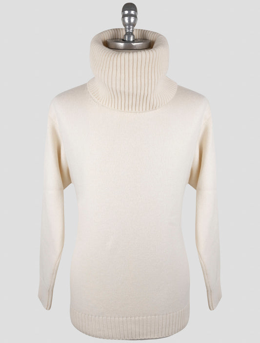 Kiton White Cashmere Pa Pu Sweater Turtleneck