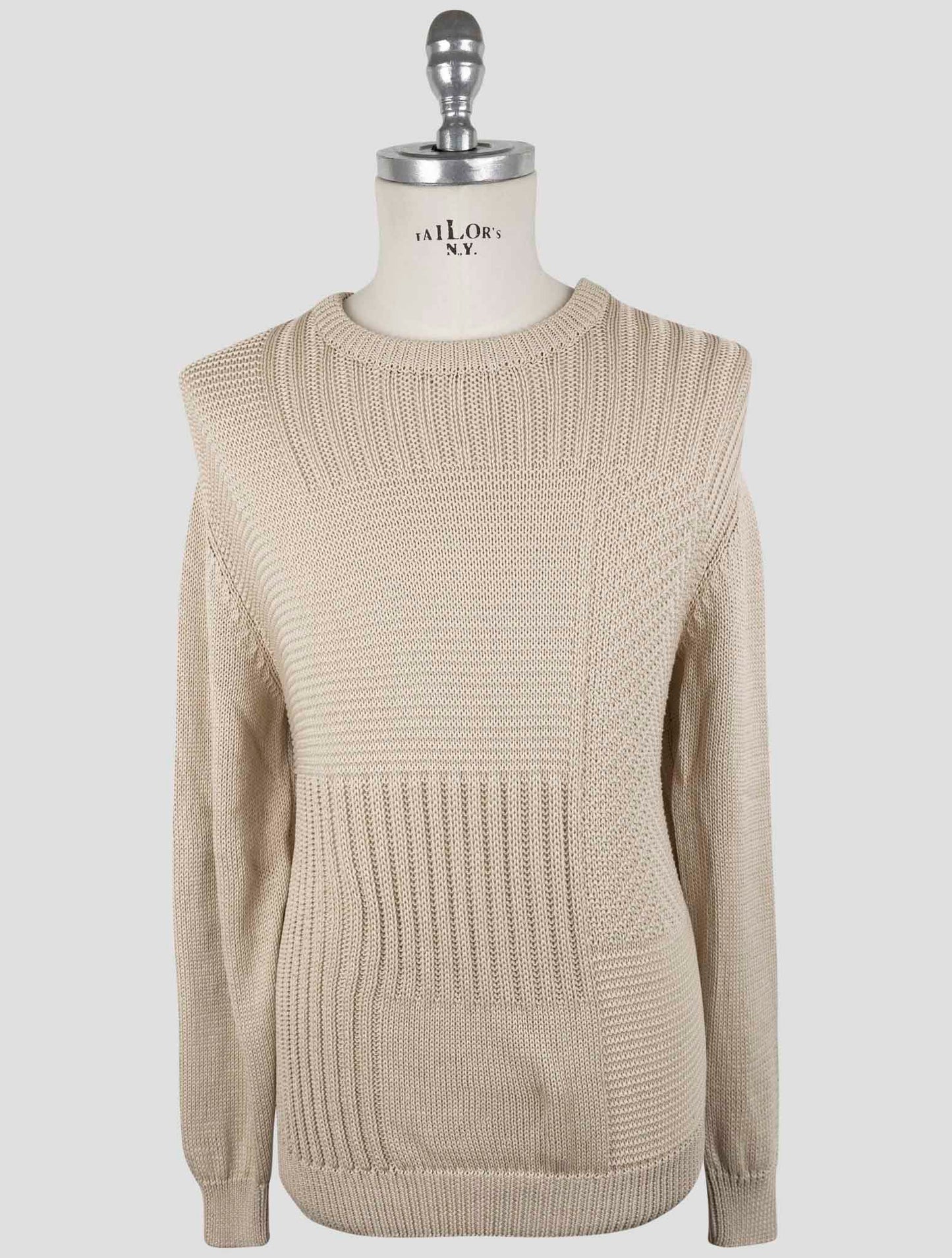 Kiton Beige Cotton Sweater Crewneck