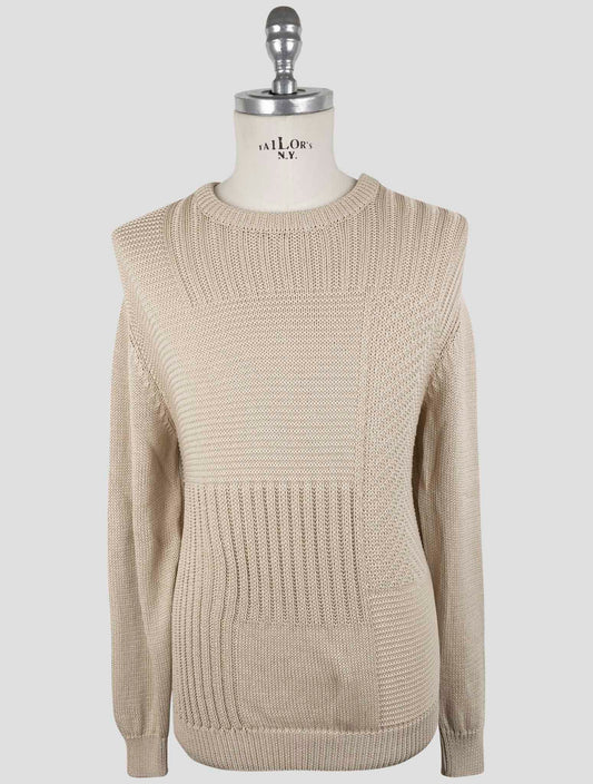 Kiton Beige Cotton Sweater Crewneck