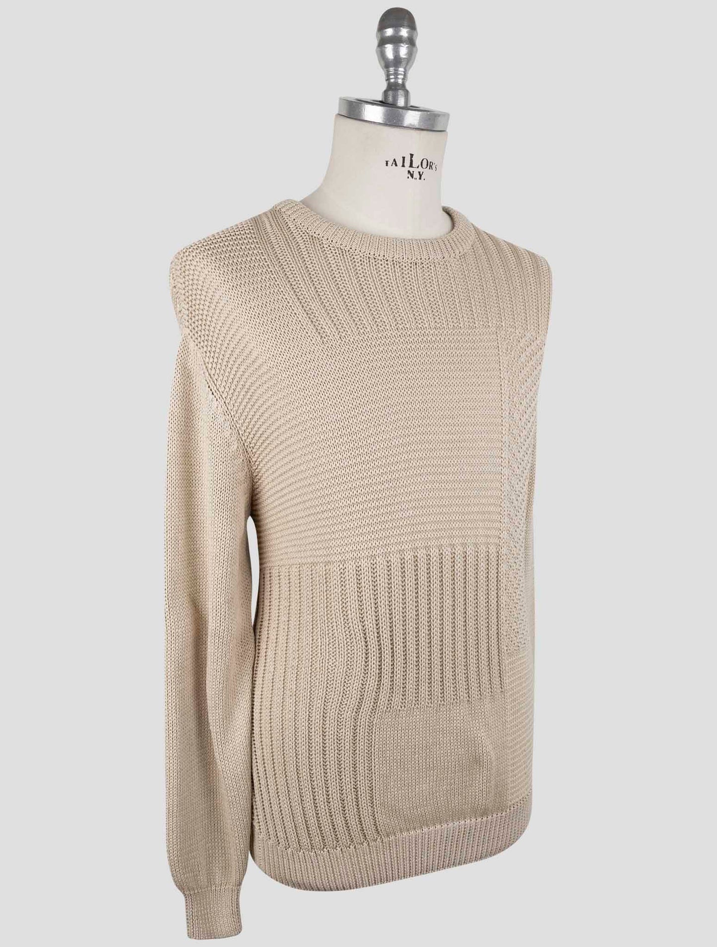 Kiton Beige Cotton Sweater Crewneck