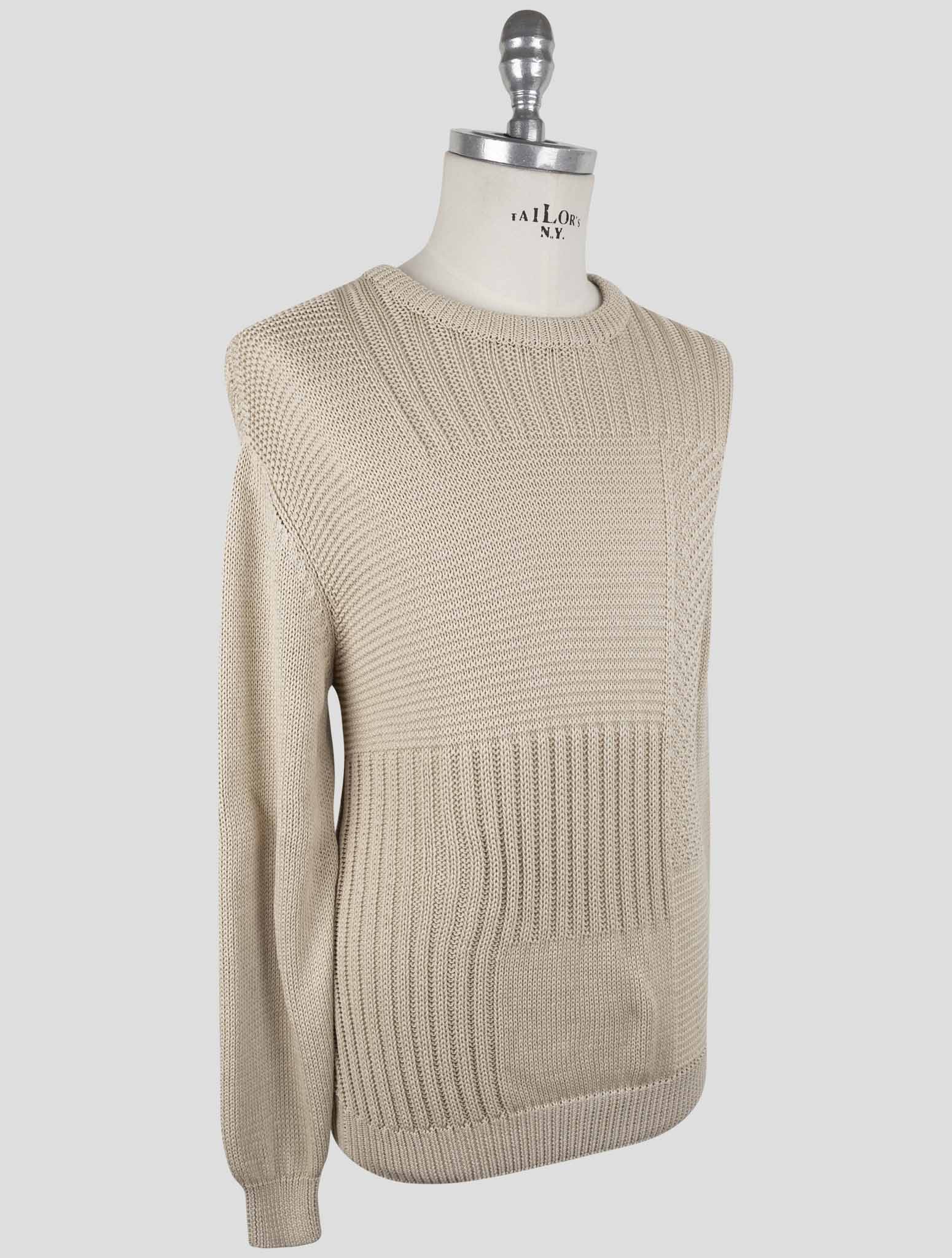 Kiton Beige Cotton Sweater Crewneck