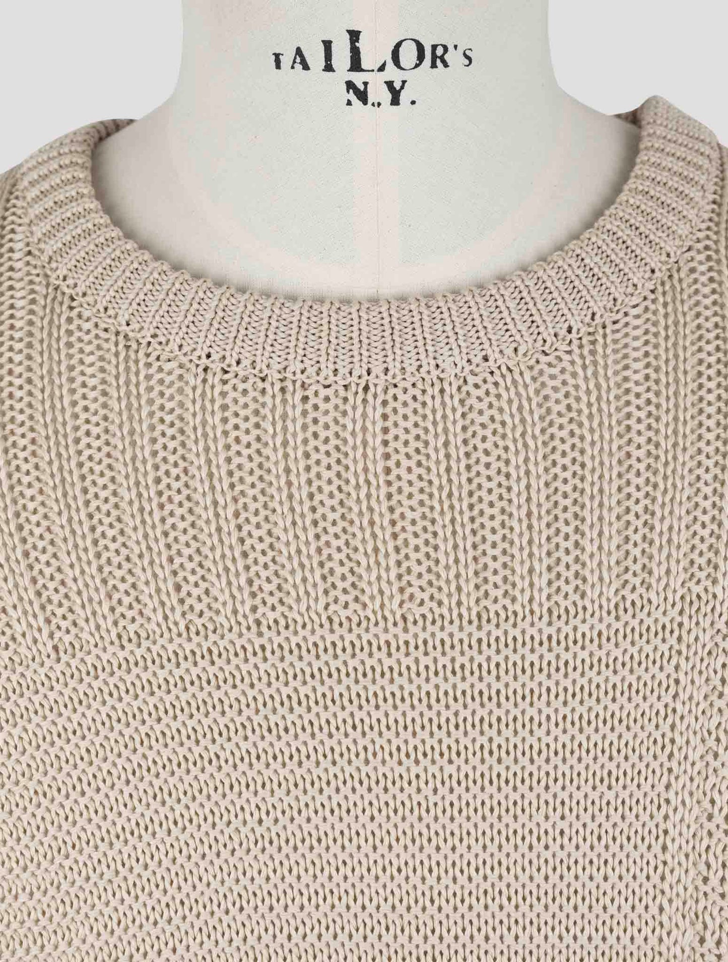 Kiton Beige Cotton Sweater Crewneck