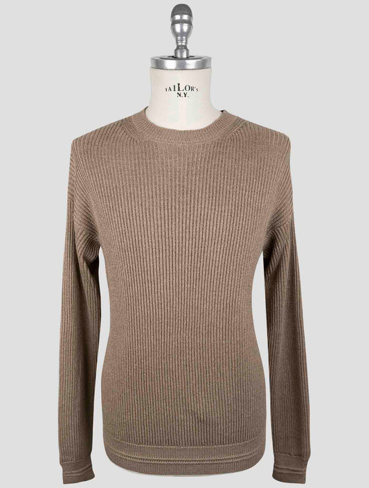 Kiton Brown Silk Cotton Sweater Crewneck