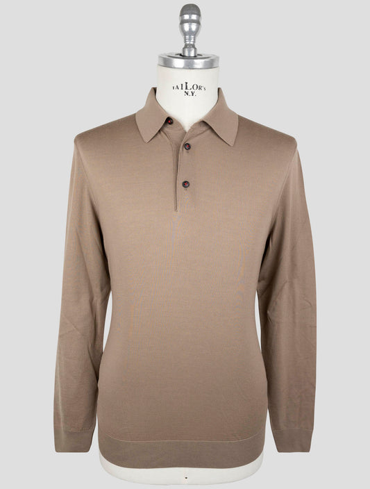 Kiton Brown Wool Sweater Polo