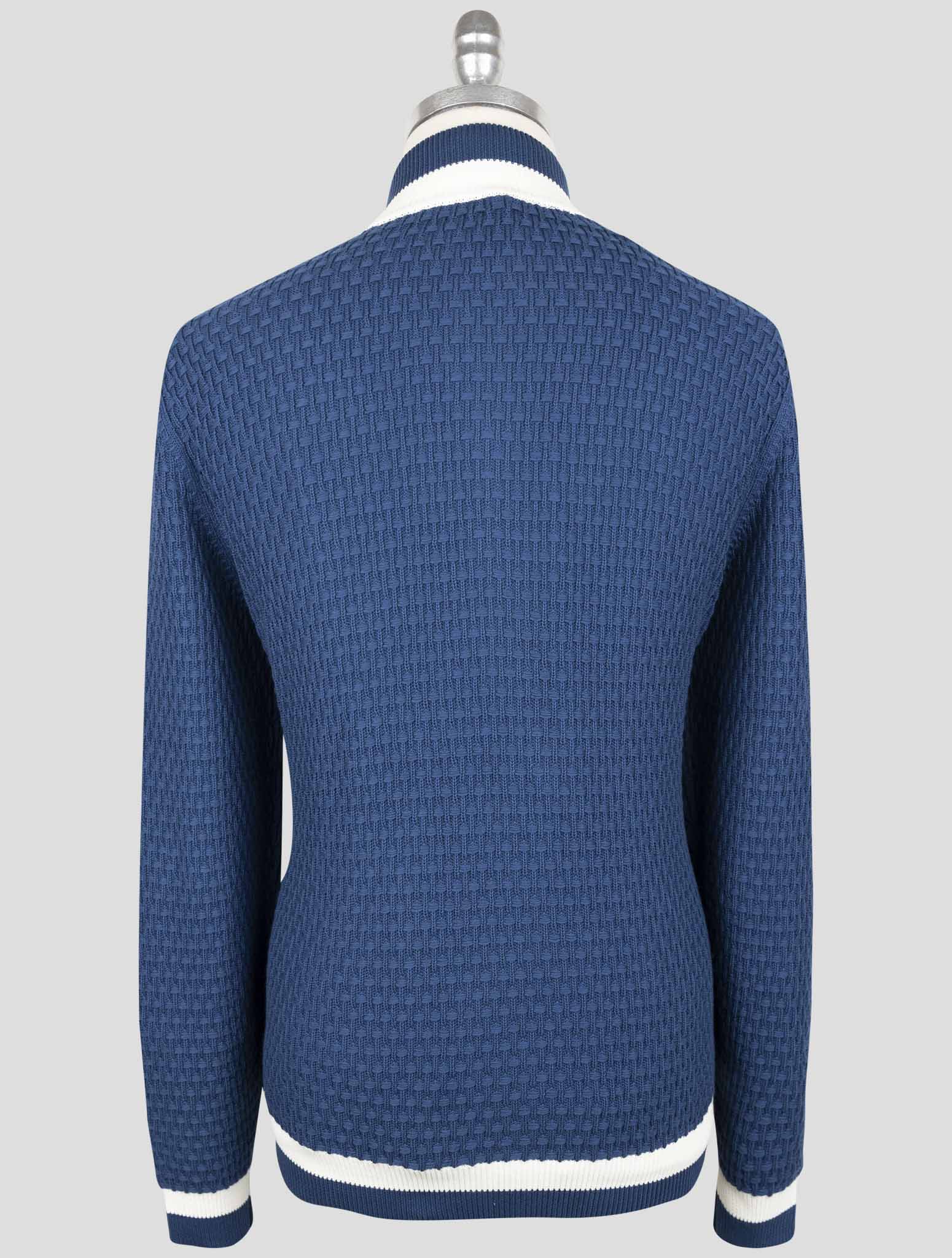 Kiton Blue Cotton Sweater Cardigan