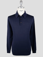 Kiton Blue Wool Diamante Blue Sweater Polo
