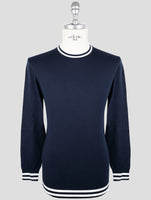 Kiton Blue Cotton Sweater Crewneck