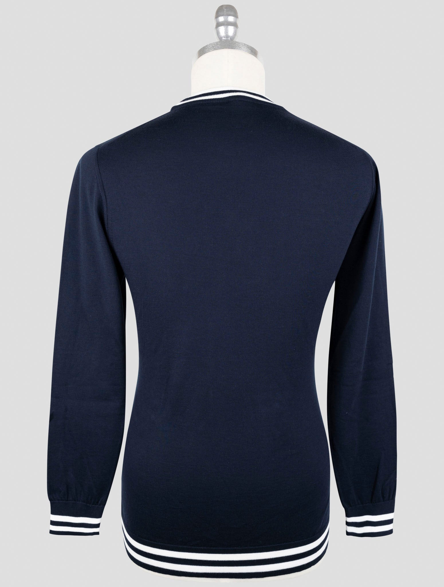 Kiton Blue Cotton Sweater Crewneck