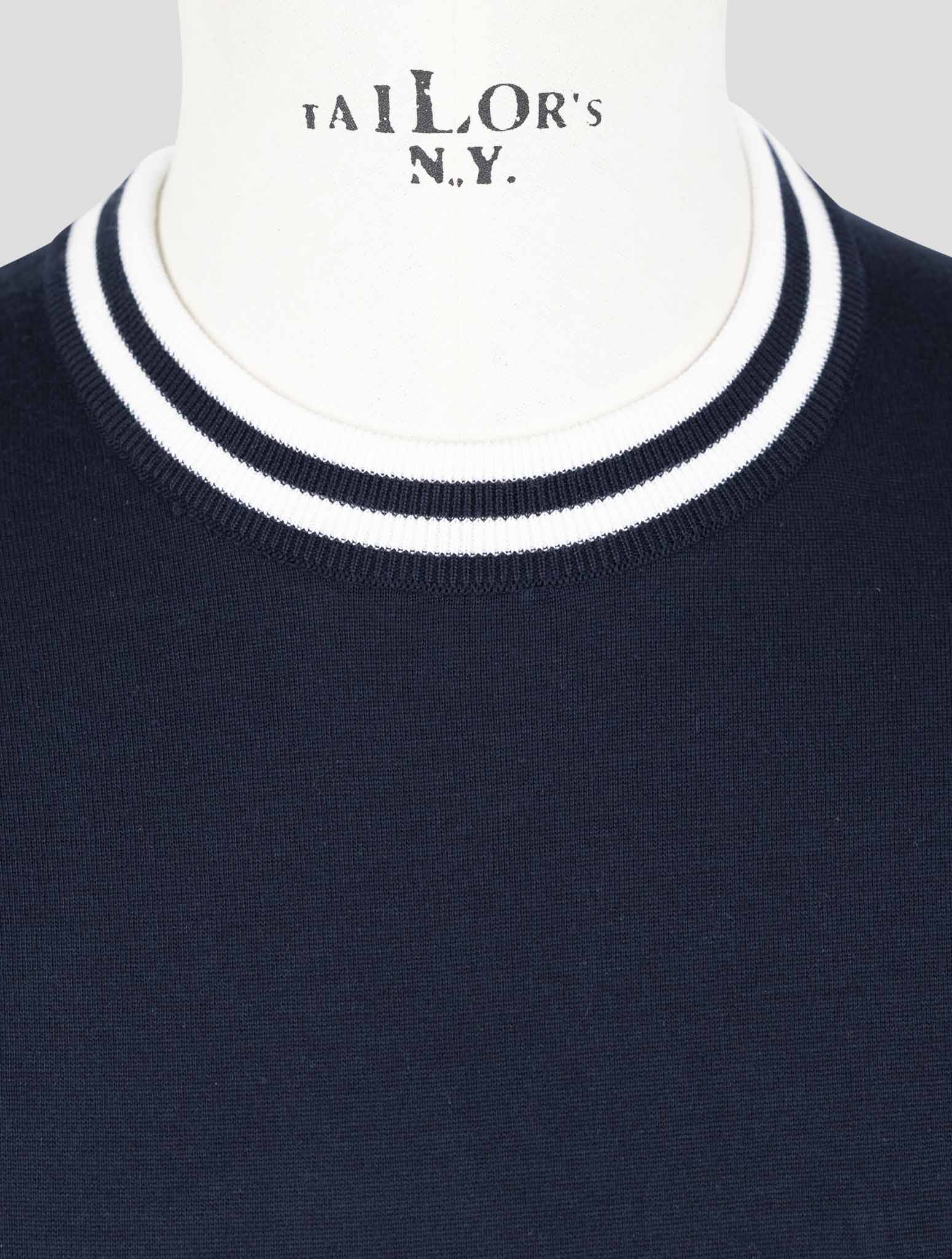 Kiton Blue Cotton Sweater Crewneck