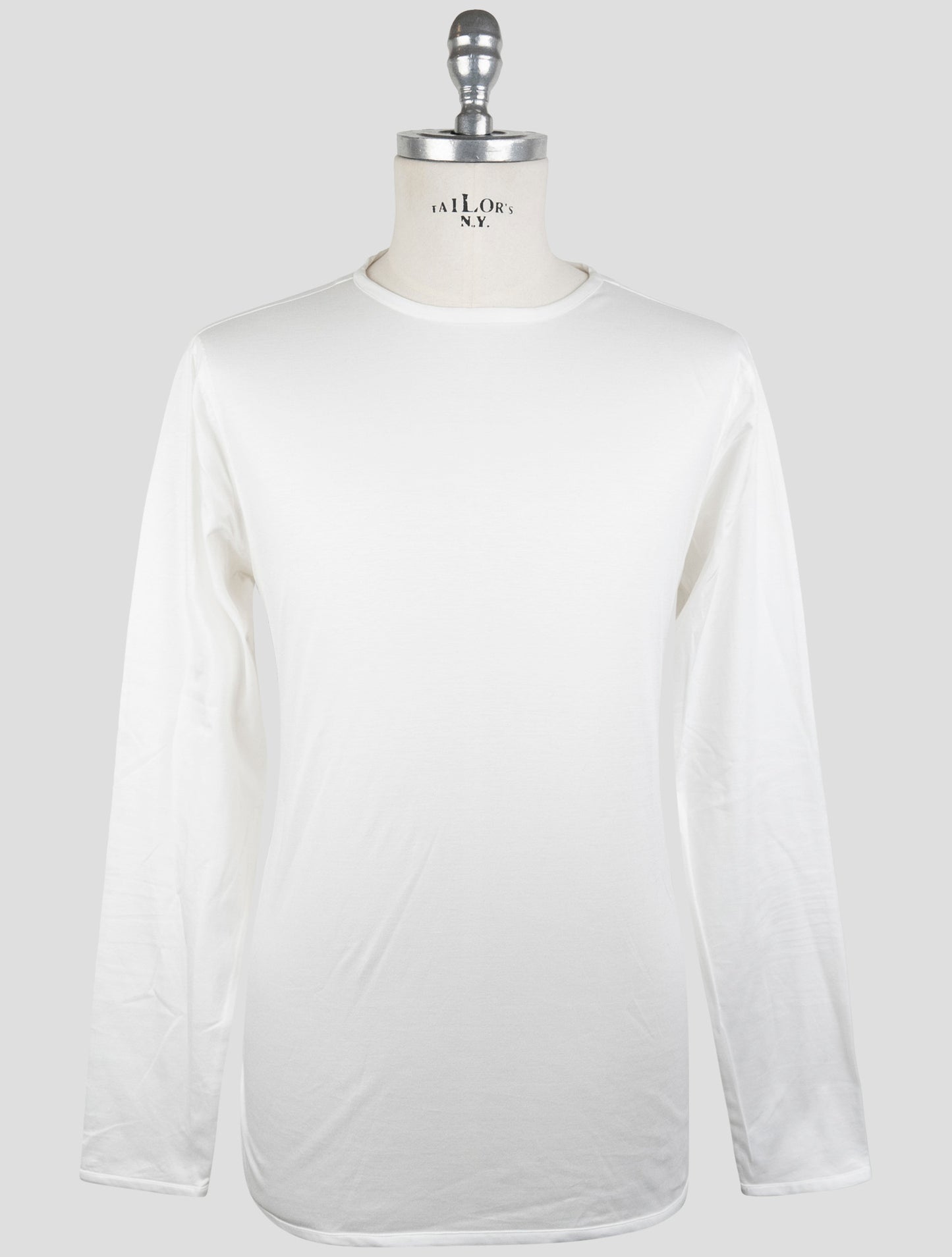 Kiton White Cotton Sweater Crewneck