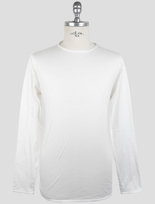 Kiton White Cotton Sweater Crewneck