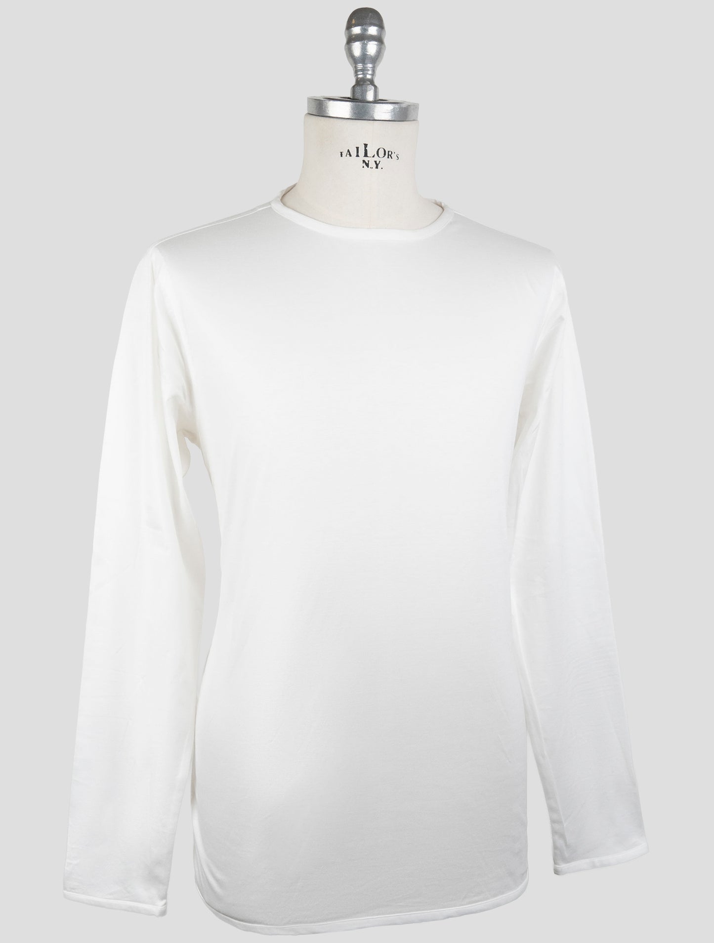 Kiton White Cotton Sweater Crewneck